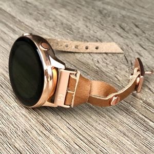 Bronze Leather Rose Gold Galaxy Watch Active Band